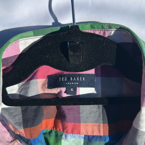 Ted Baker Mens Plaid Button Down Shirt Size 6 - Picture 2 of 5
